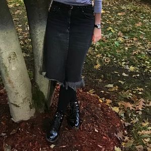 Zara trafaluc two tone denim skirt